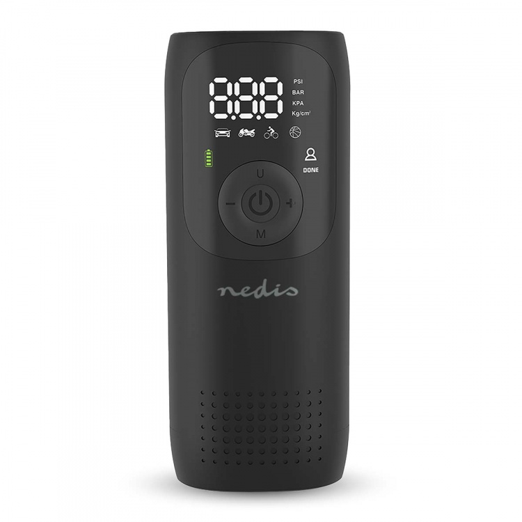 Nedis Genopladelig luftkompressor | 0.1 - 10.3 Bar | Dunlop ventil | Driftstilstande: Bil / Motorcykel / Cykel / Bold | Ja | Lufttryksmåler