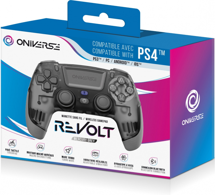 Oniverse Revolt trådlös handkontroll, Mercury Grey, PS4