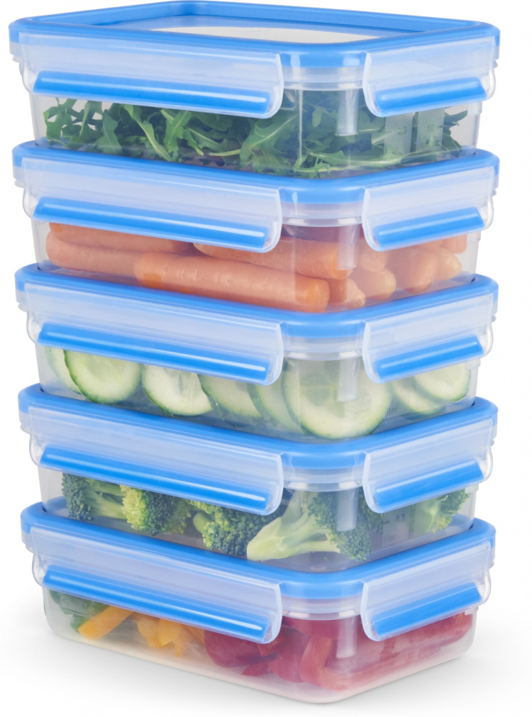 Tefal MasterSeal MealPrep förvaringsbehållare, 5 x 0,8 L