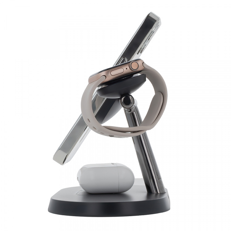 Maxlife MXWC-03 - 3-i-1 trådløs opladningsstation, 15W, sort