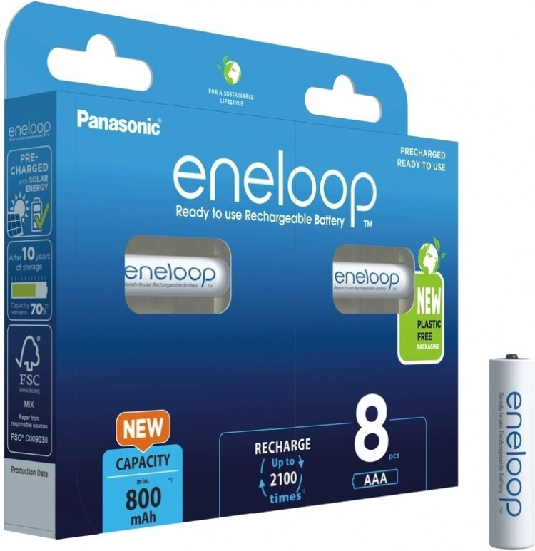Panasonic Eneloop AAA 800 mAh batteri, 8 st