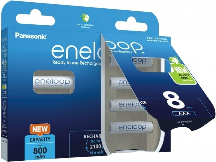 Panasonic Eneloop AAA 800 mAh batteri, 8 st