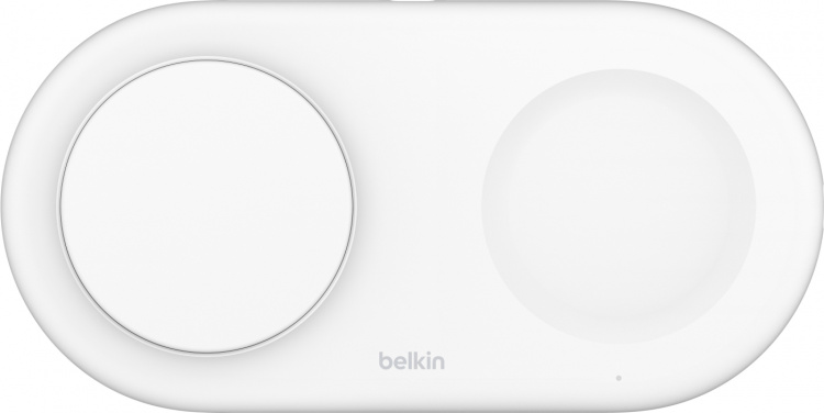 Belkin BoostCharge Pro 2-i-1 Qi2 laddningsplatta, vit Belkin BoostCharge Pro 2-i-1 Qi2 laddningsplatta, vit
