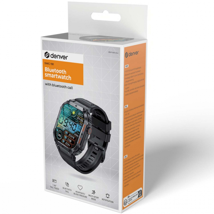 Denver SWC-191B Bluetooth SmartWatch with heartrate, blood pressure and blood oxygen sensor & call function