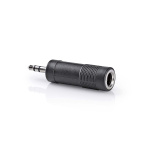 Nedis Stereo Audio Adapter | 3.5 mm Hanstik | 6.35 mm Hunstik | Nikkelplateret | Lige | ABS | Sort | 1 stk. | Box