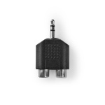 Nedis Stereo Audio Adapter | 3.5 mm Hanstik | 2x RCA Hun | Nikkelplateret | Lige | ABS | Sort | 1 stk. | Box