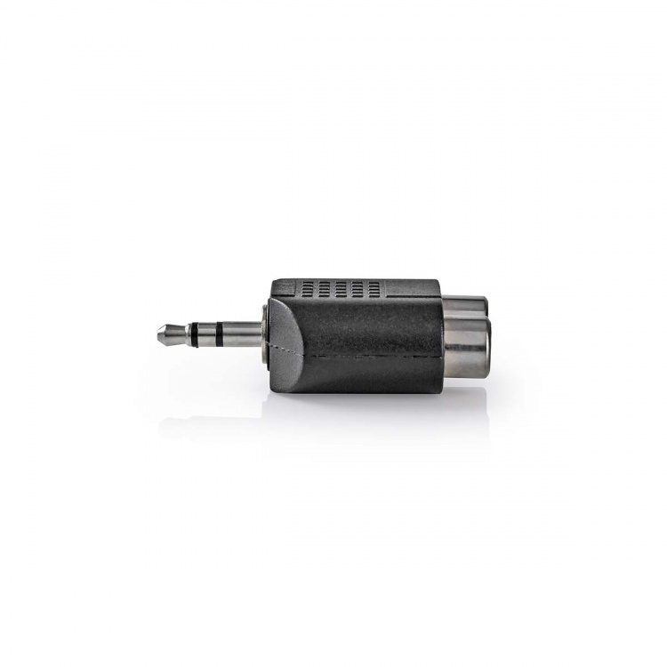 Nedis Stereo Audio Adapter | 3.5 mm Hanstik | 2x RCA Hun | Nikkelplateret | Lige | ABS | Sort | 1 stk. | Box
