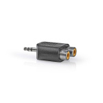 Nedis Stereo Audio Adapter | 3.5 mm Hanstik | 2x RCA Hun | Nikkelplateret | Lige | ABS | Sort | 1 stk. | Box