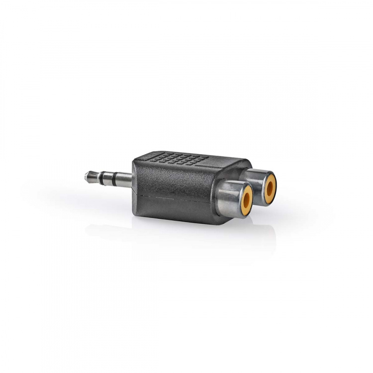 Nedis Stereo Audio Adapter | 3.5 mm Hanstik | 2x RCA Hun | Nikkelplateret | Lige | ABS | Sort | 1 stk. | Box