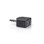 Nedis Stereo Audio Adapter | 3.5 mm Hanstik | 2 x 3.5 mm Hunstik | Nikkelplateret | Lige | ABS | Sort | 1 stk. | Box