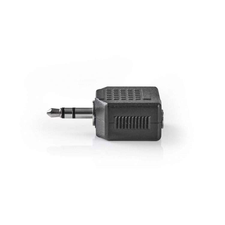 Nedis Stereo Audio Adapter | 3.5 mm Hanstik | 2 x 3.5 mm Hunstik | Nikkelplateret | Lige | ABS | Sort | 1 stk. | Box
