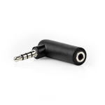 Nedis Stereo Audio Adapter | 3.5 mm Hanstik | 3.5 mm Hunstik | Nikkelplateret | Vinkel 90° | Metal | Sort | 1 stk. | Box