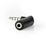 Nedis Stereo Audio Adapter | 3.5 mm Hanstik | 3.5 mm Hunstik | Nikkelplateret | Vinkel 90° | Metal | Sort | 1 stk. | Box