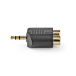 Nedis Stereo Audio Adapter | 3.5 mm Hanstik | 2x RCA Hun | Guldplateret | Lige | ABS | Sort | 10 stk. | Konvolut