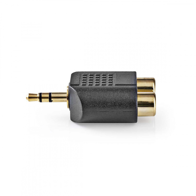 Nedis Stereo Audio Adapter | 3.5 mm Hanstik | 2x RCA Hun | Guldplateret | Lige | ABS | Sort | 10 stk. | Konvolut