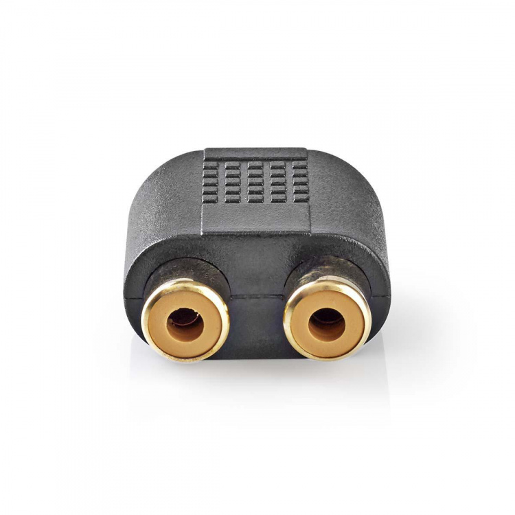 Nedis Stereo Audio Adapter | 3.5 mm Hanstik | 2x RCA Hun | Guldplateret | Lige | ABS | Sort | 10 stk. | Konvolut