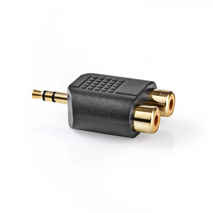 Nedis Stereo Audio Adapter | 3.5 mm Hanstik | 2x RCA Hun | Guldplateret | Lige | ABS | Sort | 10 stk. | Konvolut