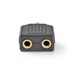 Nedis Stereo Audio Adapter | 3.5 mm Hanstik | 2 x 3.5 mm Hunstik | Guldplateret | Lige | ABS | Sort | 10 stk. | Plastikpose