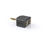 Nedis Stereo Audio Adapter | 3.5 mm Hanstik | 2 x 3.5 mm Hunstik | Guldplateret | Lige | ABS | Sort | 10 stk. | Plastikpose