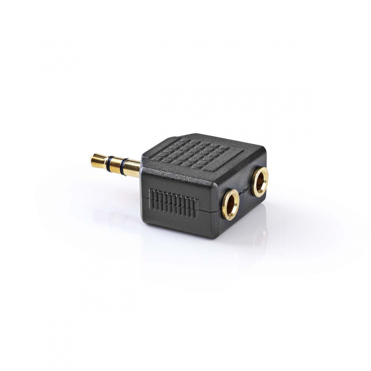 Nedis Stereo Audio Adapter | 3.5 mm Hanstik | 2 x 3.5 mm Hunstik | Guldplateret | Lige | ABS | Sort | 10 stk. | Plastikpose
