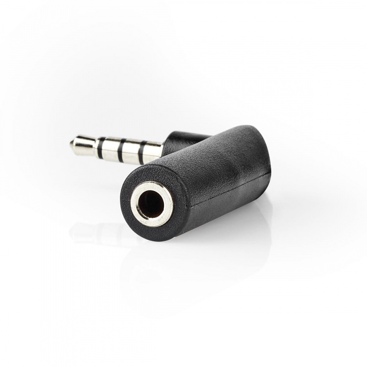 Nedis Stereo Audio Adapter | 3.5 mm Hanstik | 3.5 mm Hunstik | Nikkelplateret | Vinkel 90° | Metal | Sort | 10 stk. | Plastikpose