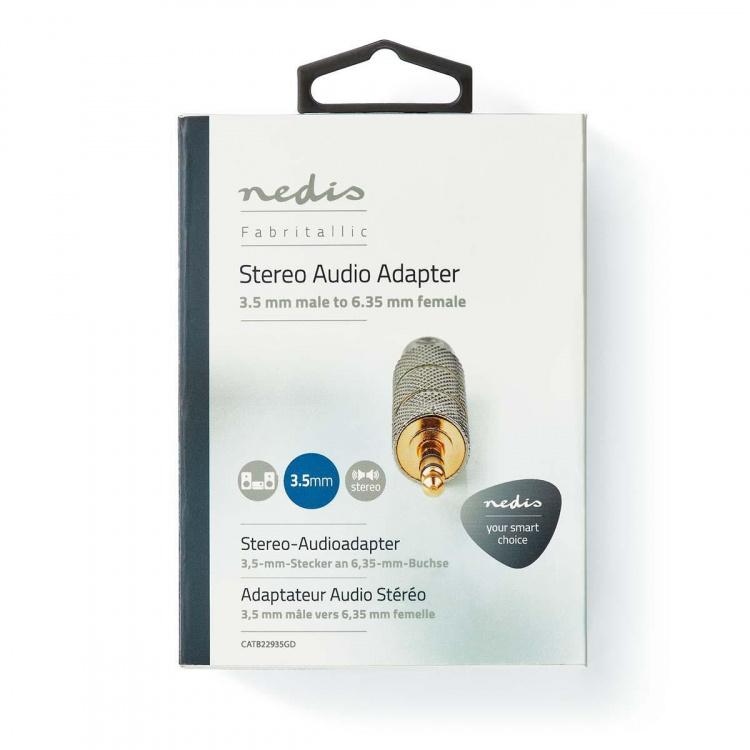 Nedis Stereo Audio Adapter | 3.5 mm Hanstik | 6.35 mm Hunstik | Guldplateret | Lige | Metal | Guld / Metal | 1 stk. | Cover Window Box