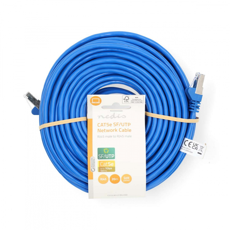 Nedis CAT5e netværkskabel | SF/UTP | RJ45 Han | RJ45 Han | 20.0 m | Runde | PVC | Blå | Label