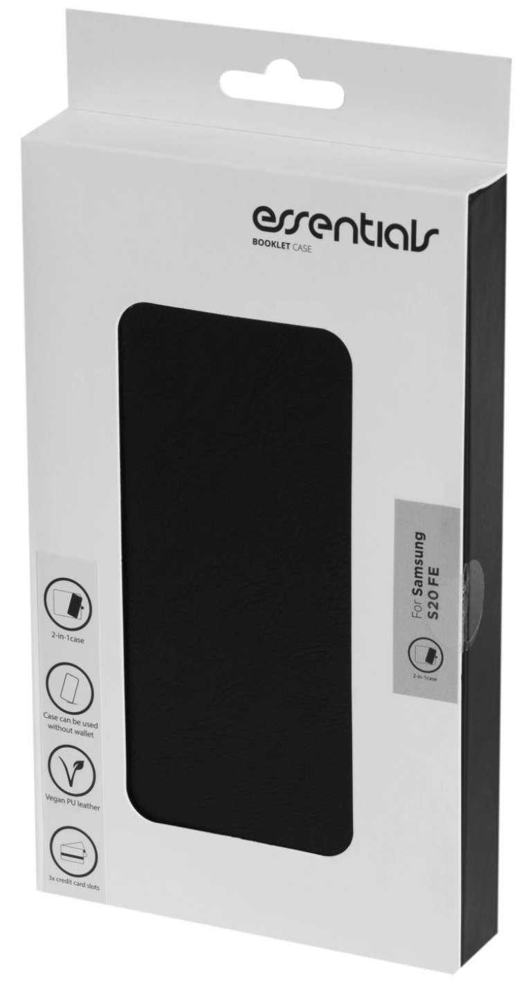 Essentials Samsung S20 FE PU wallet, detach, 3 cards, Black