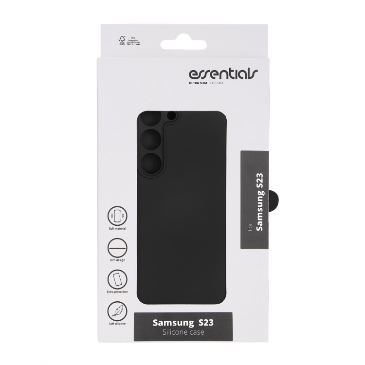 Essentials Samsung Galaxy S23 silicone back cover, black