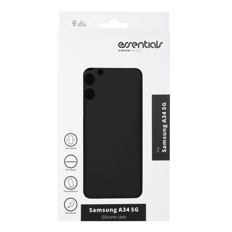 Essentials Samsung Galaxy A34 5G silicone back cover, black