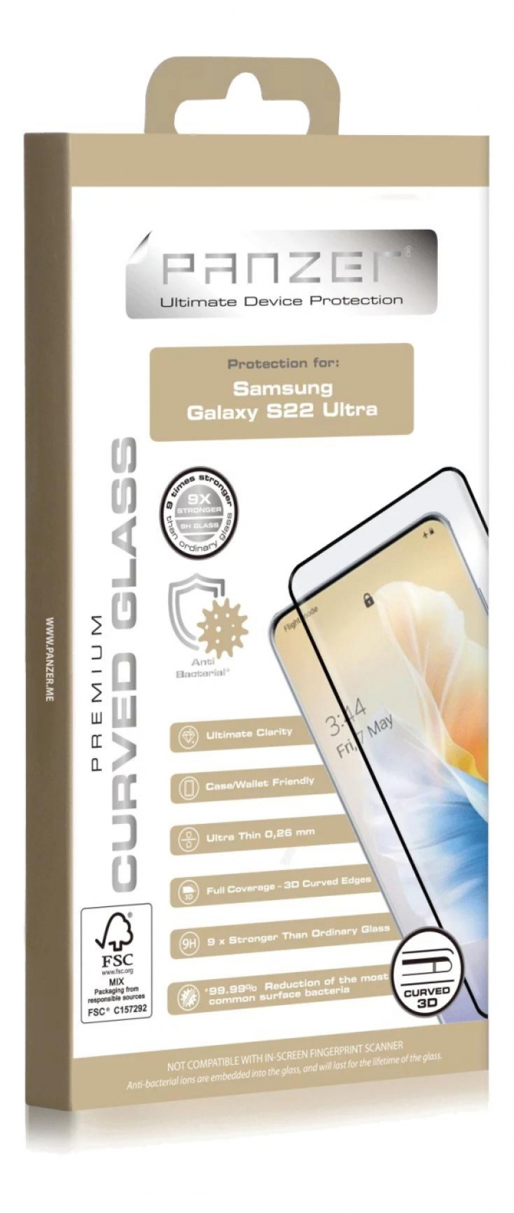 panzer Samsung Galaxy S22 Ultra Curved Glass, black