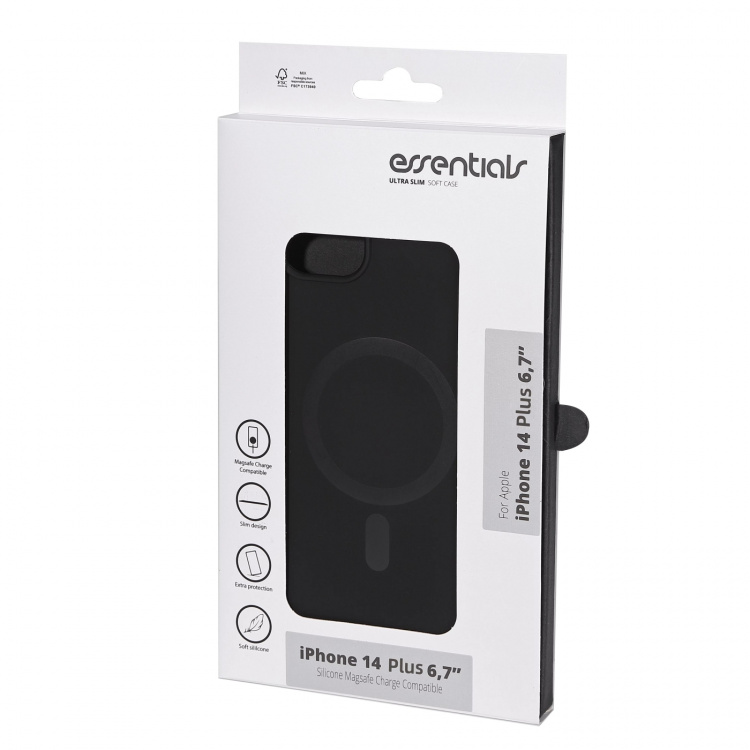 Essentials iPhone 14 Plus Silicone Mag back cover, Black