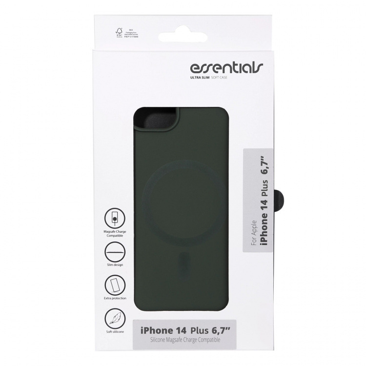 Essentials iPhone 14 Plus Silicone Mag back cover, Green