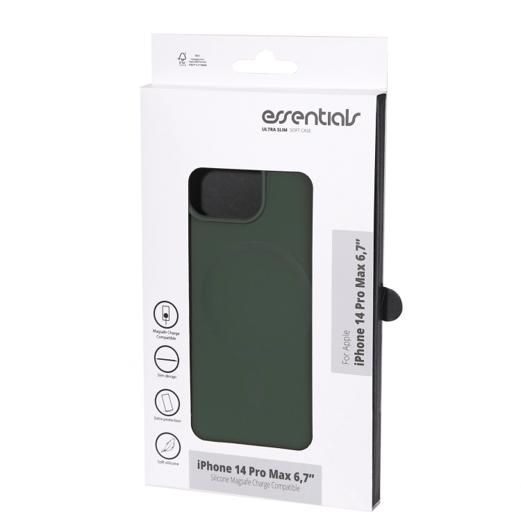 Essentials iPhone 14 Pro Max Silicone Mag back cov,Green