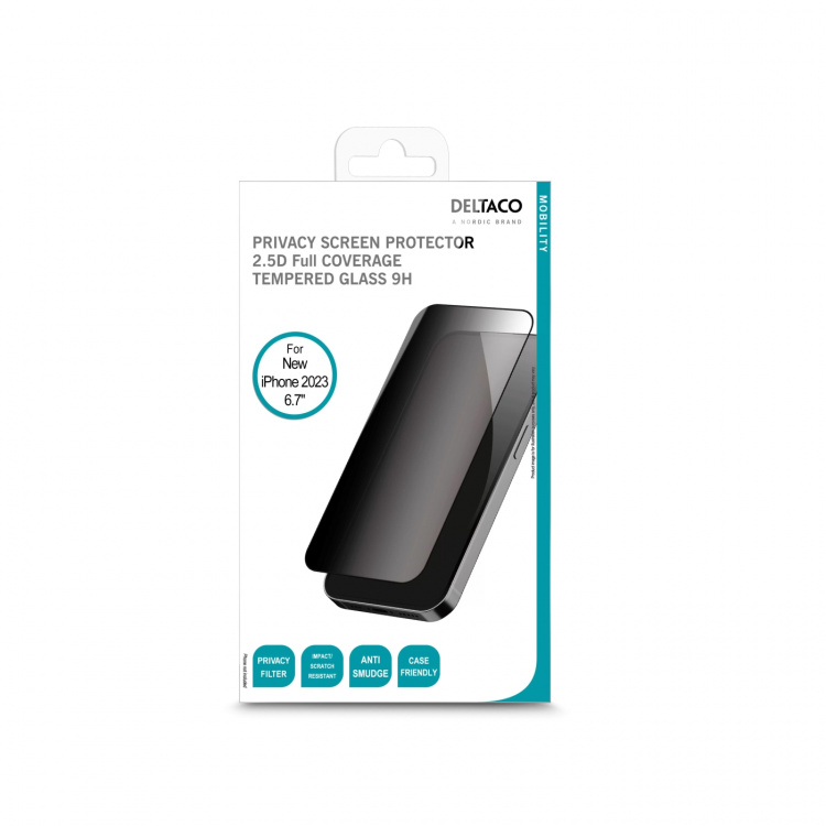 DELTACO Privacy screen protector iPhone 15 Plus