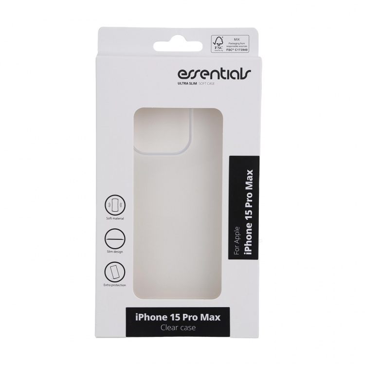 Essentials Ultratunt skal för iPhone 15 Pro Max, TPU, transparent
