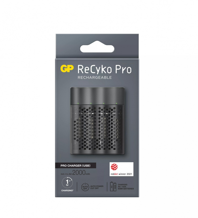 GP ReCyko Pro Oplader USB m/4xAA 2000mAh (PB)