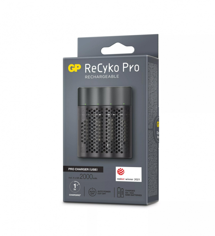 GP ReCyko Pro Oplader USB m/4xAA 2000mAh (PB)