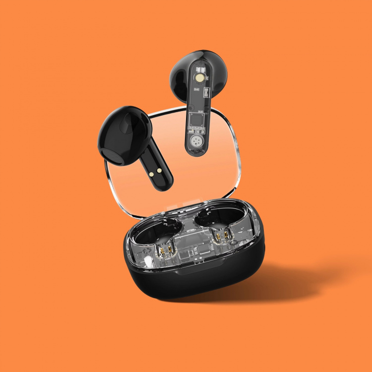 Streetz T150 TWS earphones, Transparent, Black