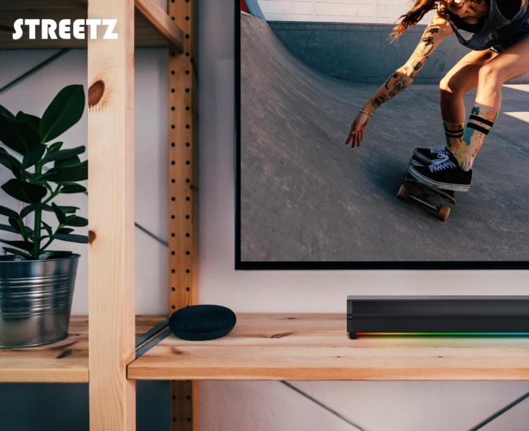Streetz SB100 Bluetooth Soundbar, RGB light, micro SD slot