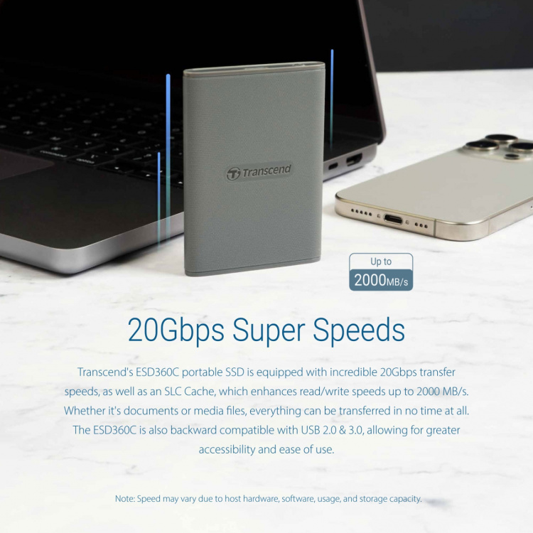 Transcend Portabel SSD ESD360C USB-C 1TB 20Gbps (R2000/W2000 Mb/s) Transcend Portabel SSD ESD360C USB-C 1TB 20Gbps (R2000/W2000 Mb/s)