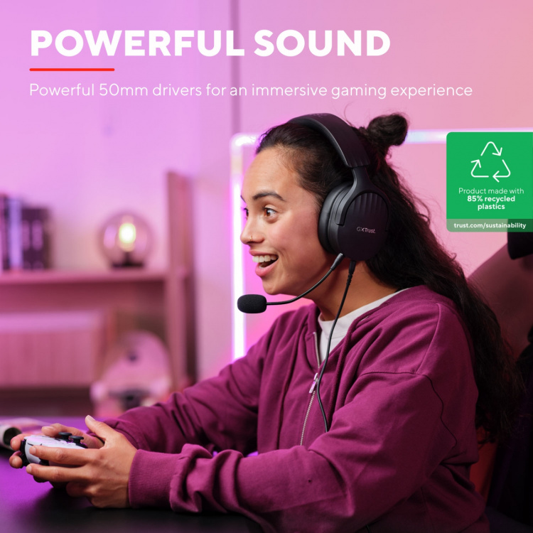 Trust GXT 489 Fayzo Gamingheadset Eco Svart Trust GXT 489 Fayzo Gamingheadset Eco Svart