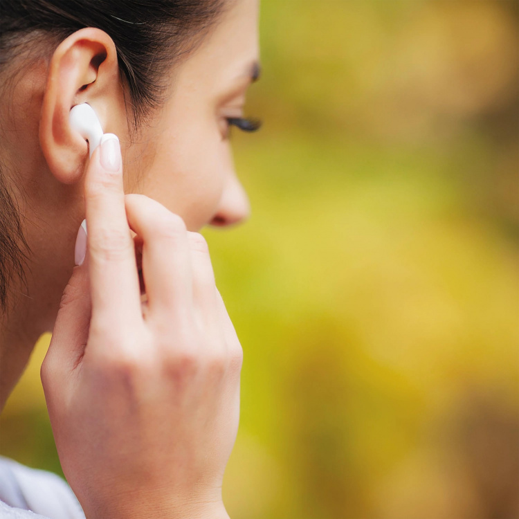 Puro Bluetooth Slim Pod høretelefoner med ladestation, Vit