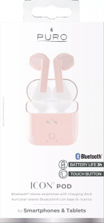 Puro ICON POD, Bluetooth-høretelefoner m/opladningsetui, Rose