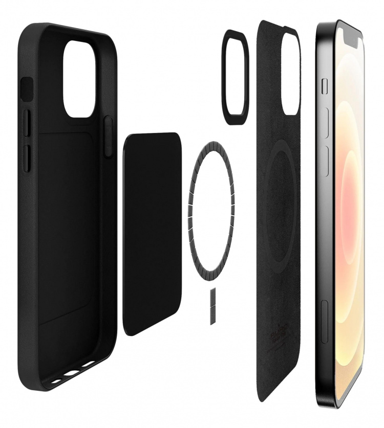 Puro iPhone 12/12 Pro SKYMAG Cover Leather Look, Black