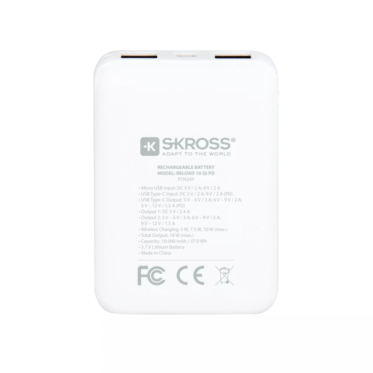 SKROSS Reload 10, Power Bank, Wireless Qi, PD