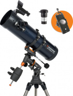 Celestron ASTROMASTER 130EQ stjärnteleskop + telefonadapter och T2-Barlow-lins