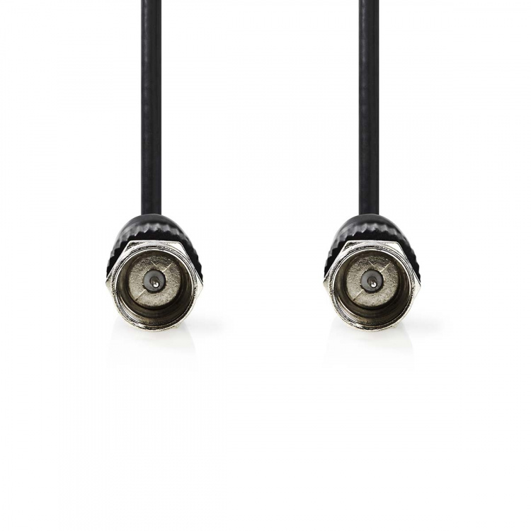 Nedis Satellit & Antennekabel | F Han Quick | F Han Quick | Nikkelplateret | 75 Ohm | Dobbelt afskærmet | 1.50 m | Runde | PVC | Sort | Label