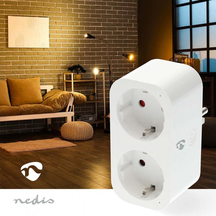 Nedis SmartLife Smart Plug | IP21 | Effektmåler | 3680 W | Type F (CEE 7/7) | 0 - 55 °C | Android™ / IOS | 2-veje | Hvid | 1 stk