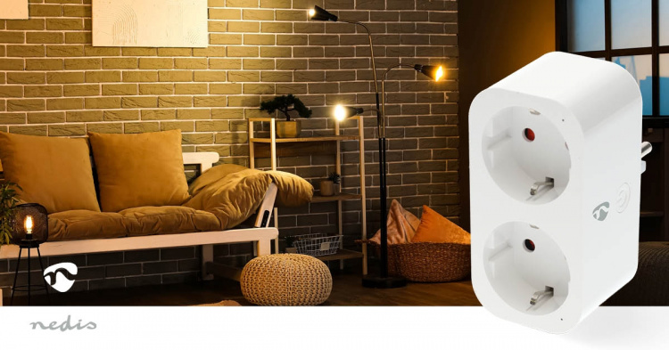 Nedis SmartLife Smart Plug | IP21 | Effektmåler | 3680 W | Type F (CEE 7/7) | 0 - 55 °C | Android™ / IOS | 2-veje | Hvid | 1 stk